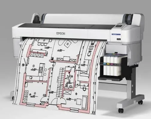 Plotterdan çıkan renkli mimari proje çıktısı