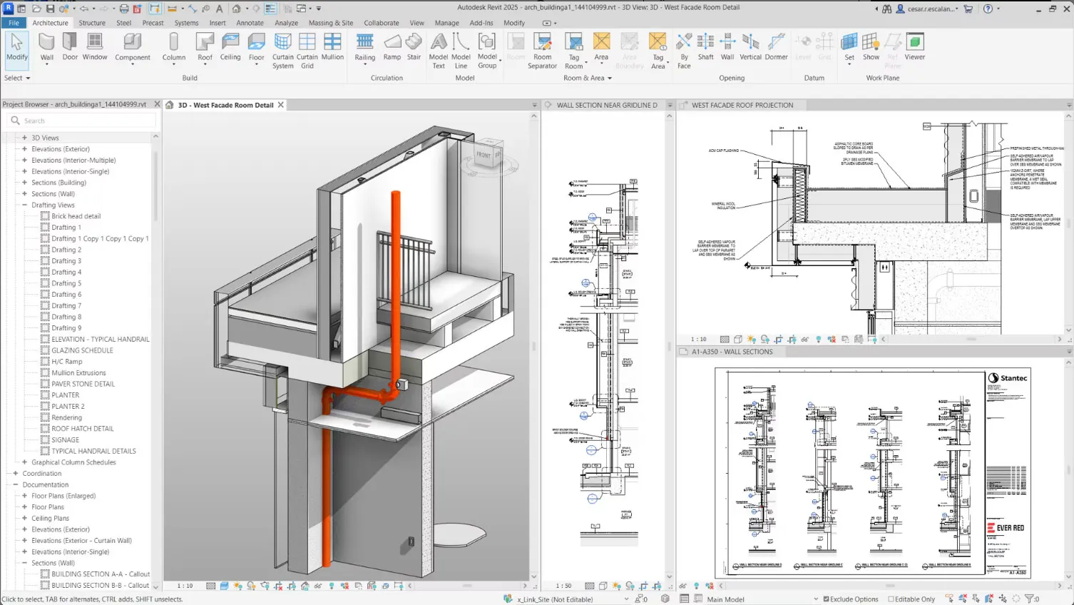 Revit ile hazırlanmış mimari detay ve üç boyutlu görünüşler
