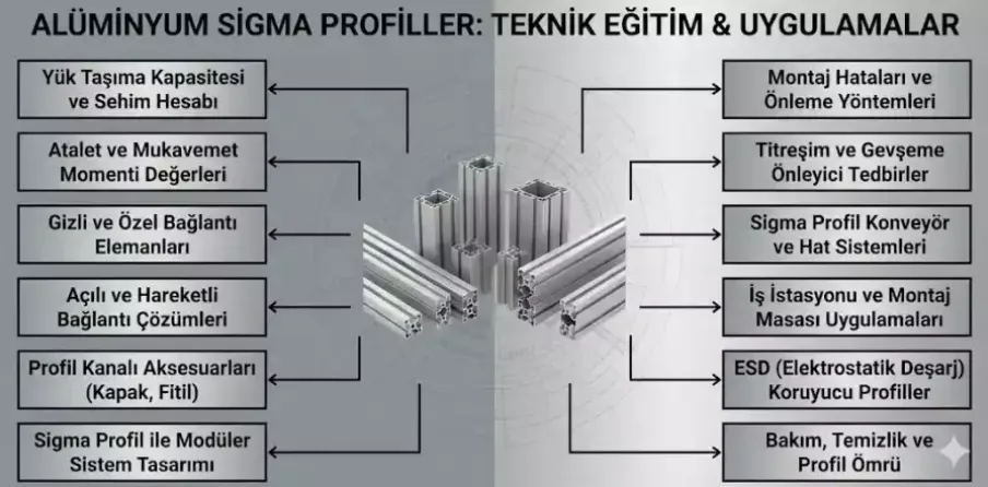 Alüminyum sigma profiller teknik eğitim sunumu şeması